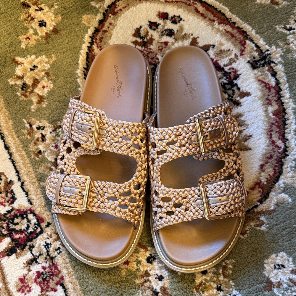 Universal Thread Braided Double-Buckle Slide Sand… - image 1